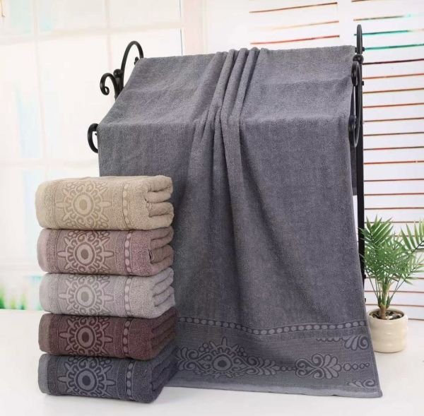 Рушник 2013-А-72 банний cotton -махра, р. 140*70 -уп. 6 шт -(Однотонний +вставка з орнаментом -баня)
