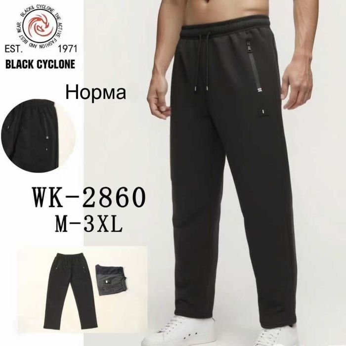 Спортивні штани "Black Cyclone" WK-2860 чоловічі трикотажні (без манжету), р. M, L, XL, 2XL, 3XL -ростовка 5 шт