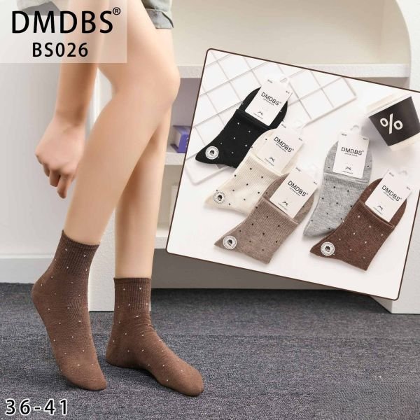 Шкарпетки "DMDBS" BS-026 стрейч /cotton жіночі, р. 36-41 -асорті -(Високі в дрібний горошок +гумка у рубчик) - уп. 10 шт