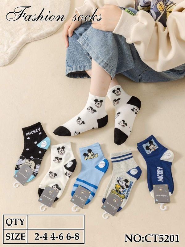 Шкарпетки "Fashion/ Coala" СТ-5201 стрейч /cotton дитячі р. 2-4, 4-6, 6-8 років -асорті -(Хлопчик -мікс з М.Маус) -уп. 10 шт