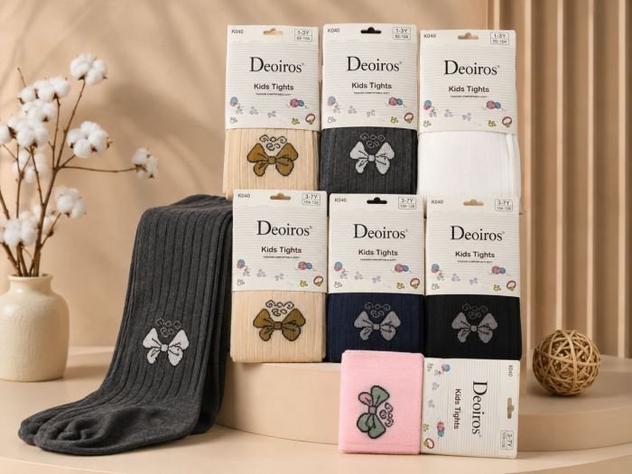 Колготки дитячі "Deoiros" К-040 демісезонні cotton, р. 92-104, 104-116, 116-128, 128-140 -(дівчинка -мікс) -уп. 12 шт