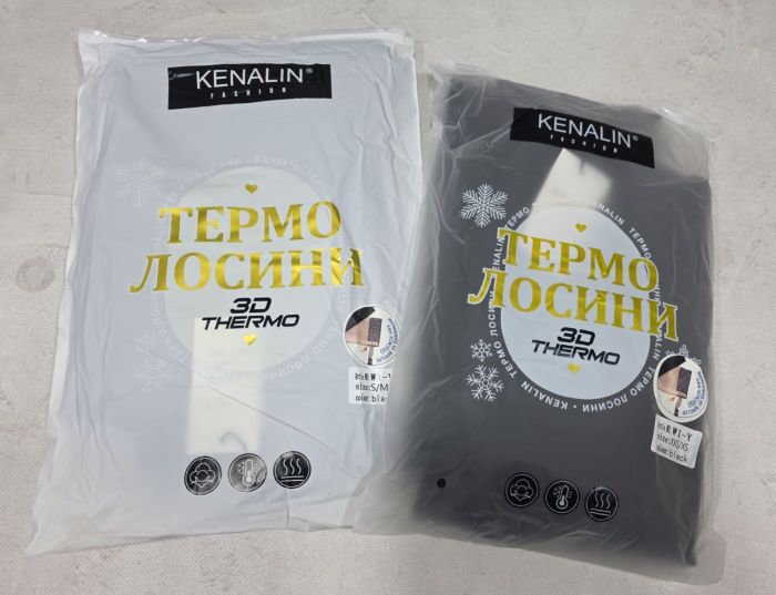 Лосини "Kenalin" W-1-Y утеплені +верх у дрібний рубчик на плюшевому термо флісі, з коригуючою мембраною та тейпами +з широким поясом утяжкою +з підтяжкою живота та сідниць, р. L/XL -(чорні) -уп. 1 шт
