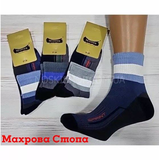 Шкарпетки Житомир "Master" 3020-1 безшовні напівмахрові /з махровою стопою чоловічі, р. 27-29 -(асорті -комбіновані з широкою в смужку резинкою +sprint-махрова підошва)